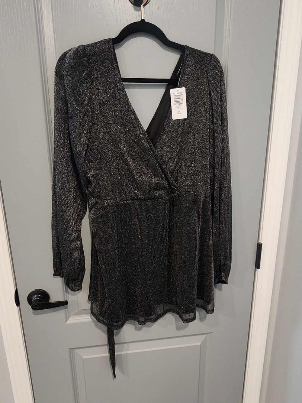 torrid Black Metallic Glitter Wrap Top